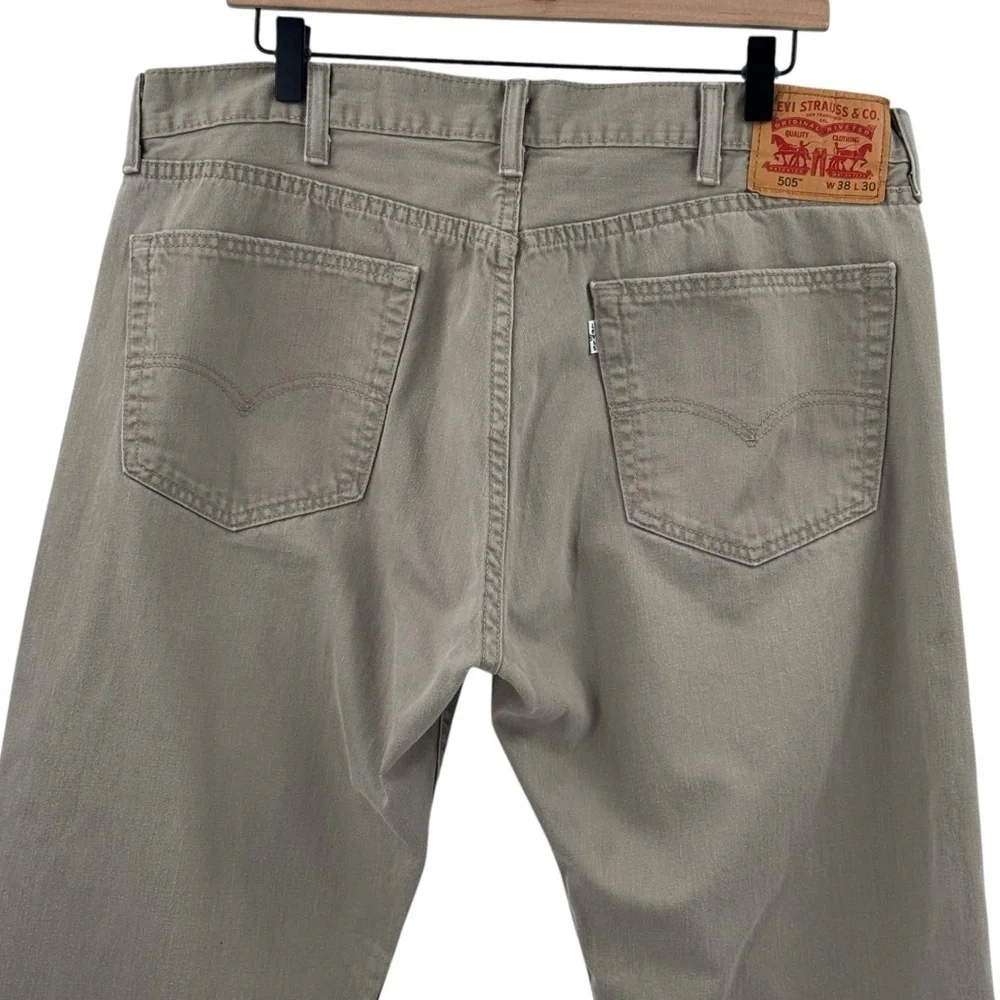 Levi's 505 Jeans Straight Leg 100% Cotton TAN Beige Denim | 38 x 30 36" Waist - Picture 7 of 11